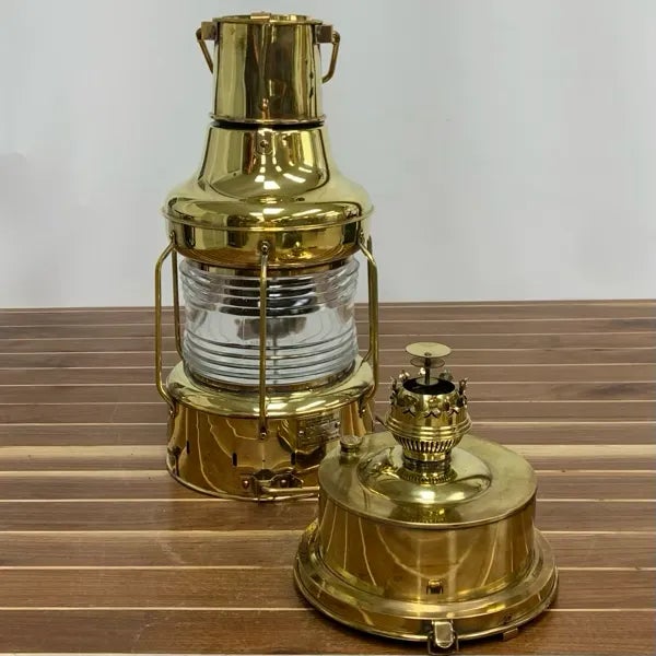 Early 21st Century Vintage Koito Red Light Brass Oil Lantern For Sale - Image 5 of 9