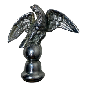 Antique Heavy Solid Chrome Plated Brass Open Winged Eagle Bird Flag Finial