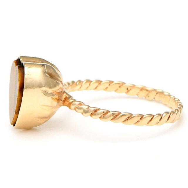 14KY Tigers Eye(2.50) Heart Stack Ring, size 7 For Sale - Image 4 of 5