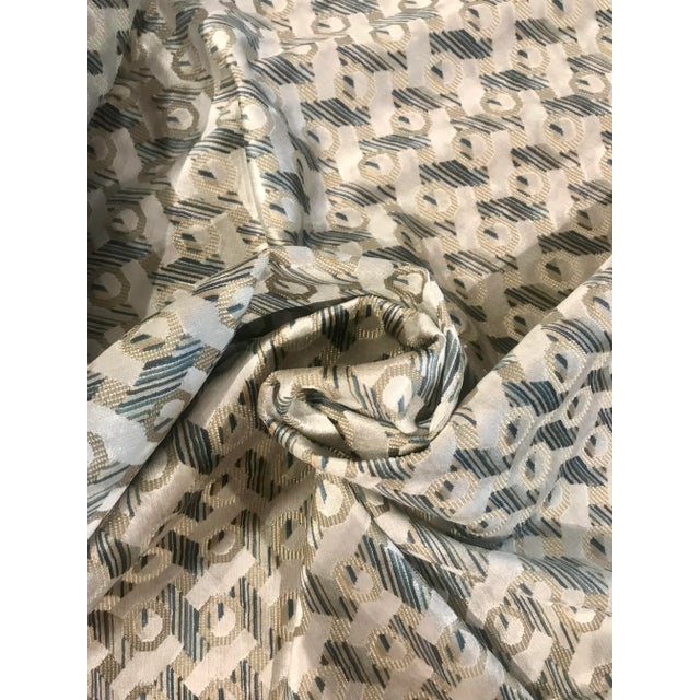 Caracole Caracole Modern Blue and Ivory Geometric Cut Velvet Fabric - By the Yard For Sale - Image 4 of 6