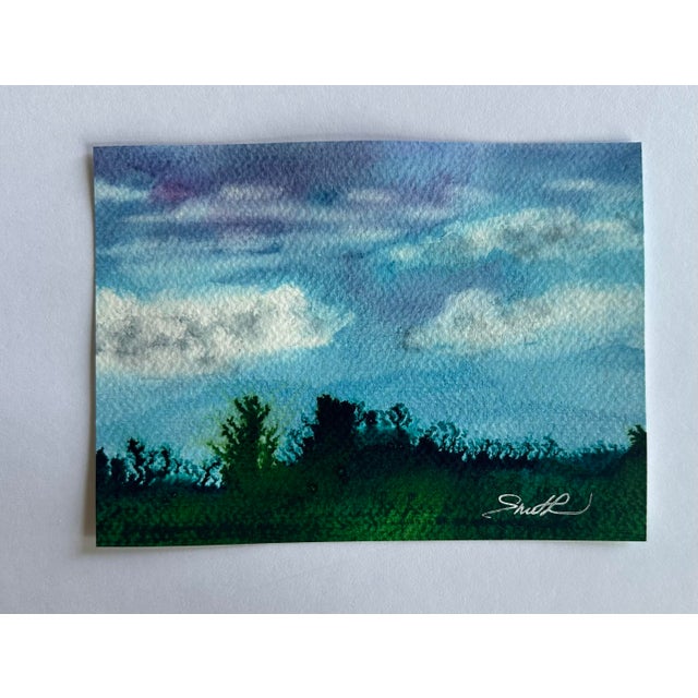 Clouds gather in the evening sky. Signed and ready to frame.