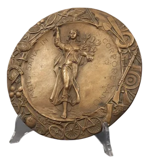 Antique Bronze Medallion with High Relief Depicting the Goddess Nike, 1930s
