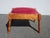 Vintage Oak French Country Rose Colored Velvet Footstool W Decorative Nails For Sale - Image 4 of 12