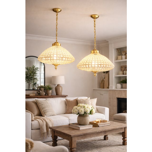 1960 French Gold Bronze Crystal Chandeliers - 2 PCS - Pair For Sale - Image 17 of 17
