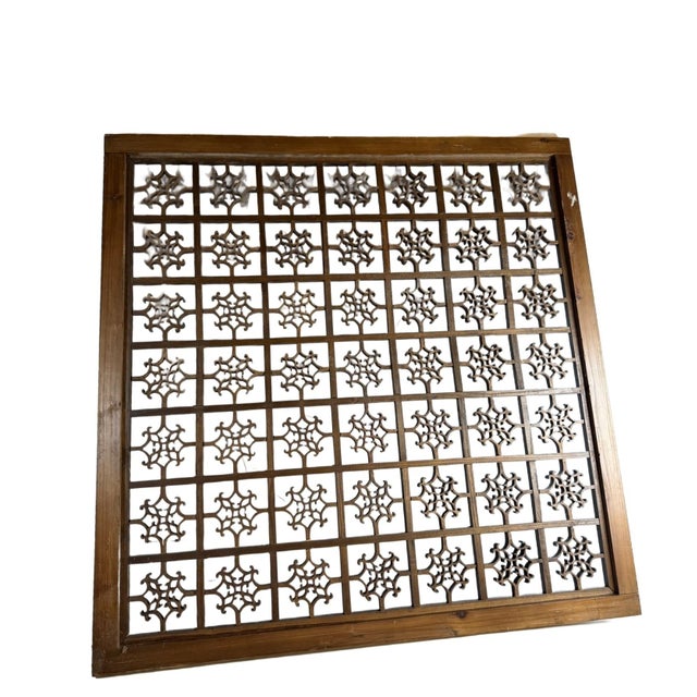 Brown Decorative Wooden Lattice Panel With Geometric Fretwork Design For Sale - Image 8 of 10
