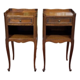 Louis XV Cherry Wood Bedside Tables, 1970s, Set of 2 For Sale