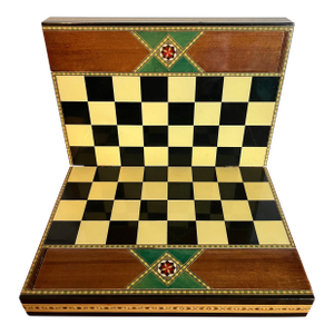 Italian Sorrento Marquetry Folding Chess Game Box With Hidden Drawers