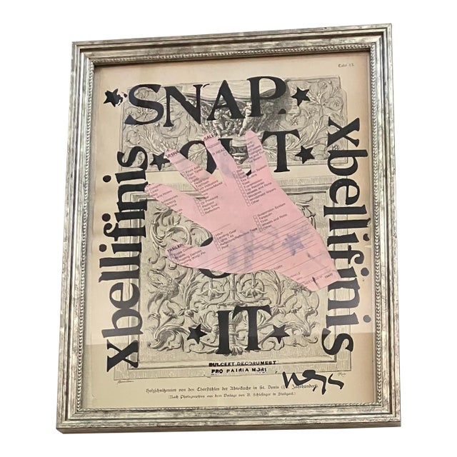 Contemporary Original Wayne Cunningham Abstract Collage With Pink Hand Framed For Sale