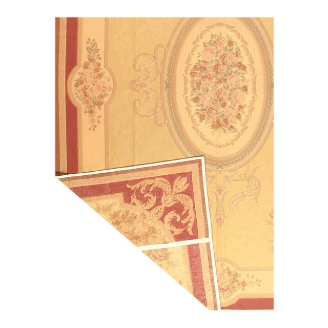 Traditional Pasargad DC Beige Color Fine Hand Knotted Abusson Rug For Sale - Image 3 of 3