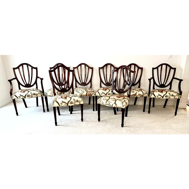 Baker Historic Charleston Collection Set of Eight Carved Shield-Back Chairs Excellent Mint Condition Late 20th Century For Sale - Image 14 of 18
