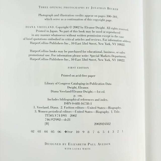 Signed Diana Vreeland by Eleanor Dwight, 1st Edition 2002 Fashion Book For Sale - Image 4 of 13