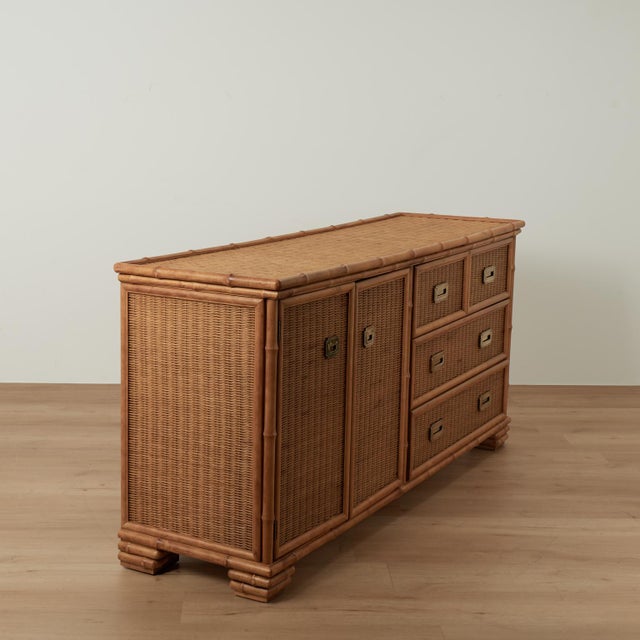 Vintage Faux Bamboo and Wicker Cabinet Chest by American of Martinsville For Sale - Image 13 of 16