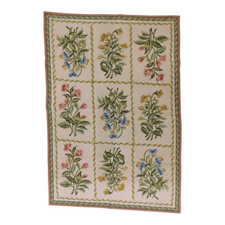 1990s Vintage Handmade French Style Needle Point. 4'1"x 6' For Sale