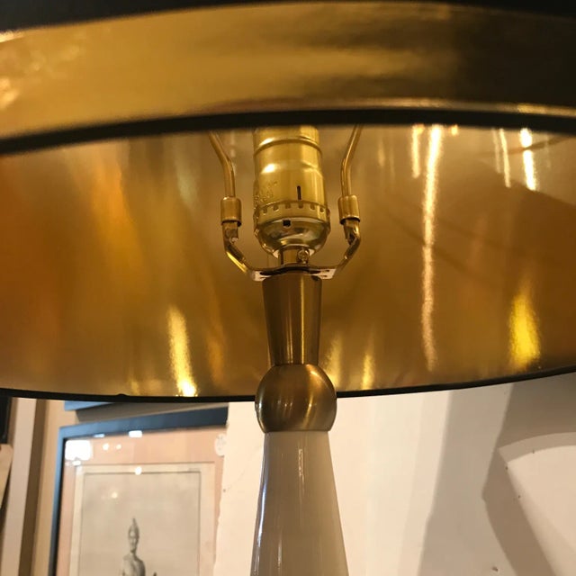 Glazed Ceramic Mid Century Gold Diamond Lamps - A Pair For Sale In Boston - Image 6 of 9