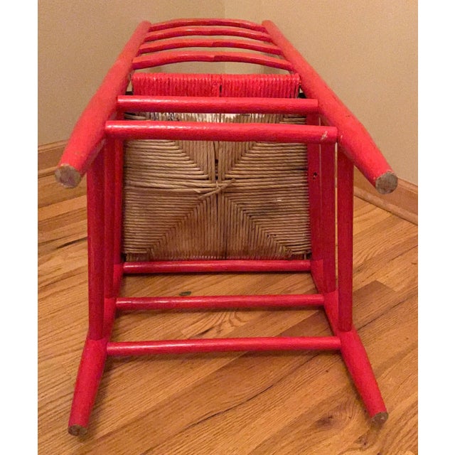 Antique Rush Seat Ladderback Chair - Painted Red For Sale - Image 9 of 11
