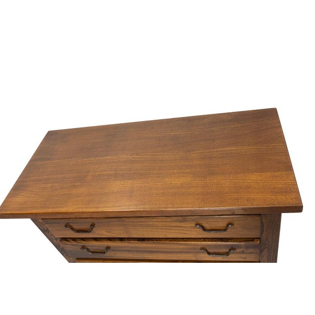 Brown Brutalist French Elm Commode Chest of Drawers, 1970s For Sale - Image 8 of 12