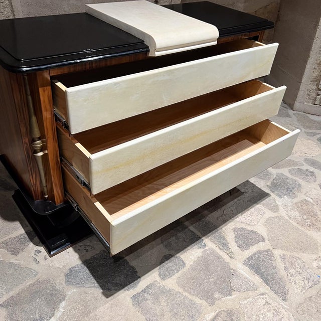 Wood 1940s French Neoclassical Dresser Goatskin Bronze For Sale - Image 7 of 11