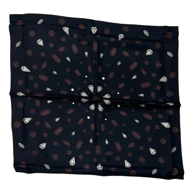 1970s Iconic White Blue and Brown Silk Italian Scarf by Roberta Di Camerino For Sale