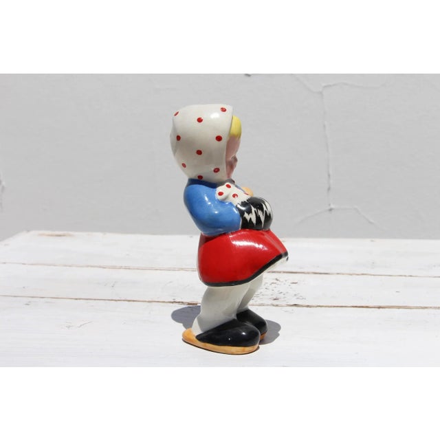 1940s 1940s Portuguese Traditional Earthenware Girl Figurine For Sale - Image 5 of 13