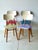 A 1960s ash wood TON chair with a seat height of 44.5 cm. While the overall color is coordinated, the red and purple seat...