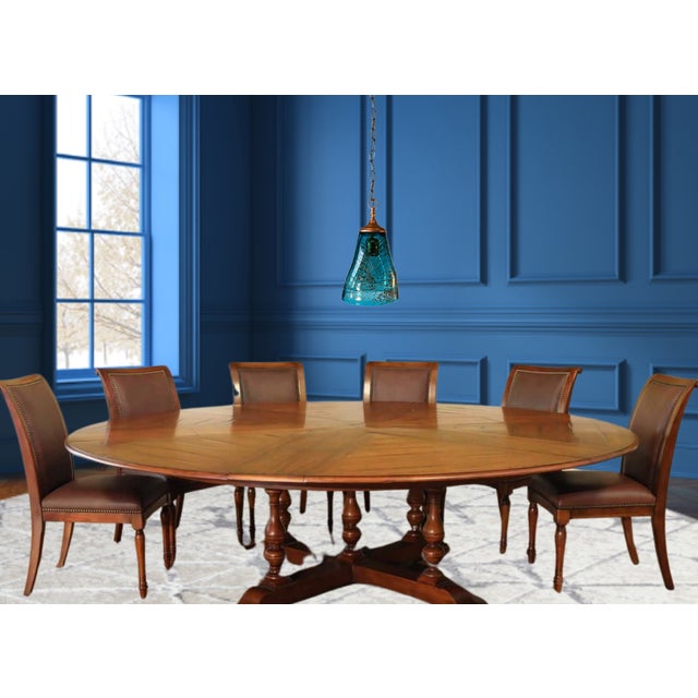 Art Glass Aqua Blue Pendant Light For Sale - Image 10 of 12