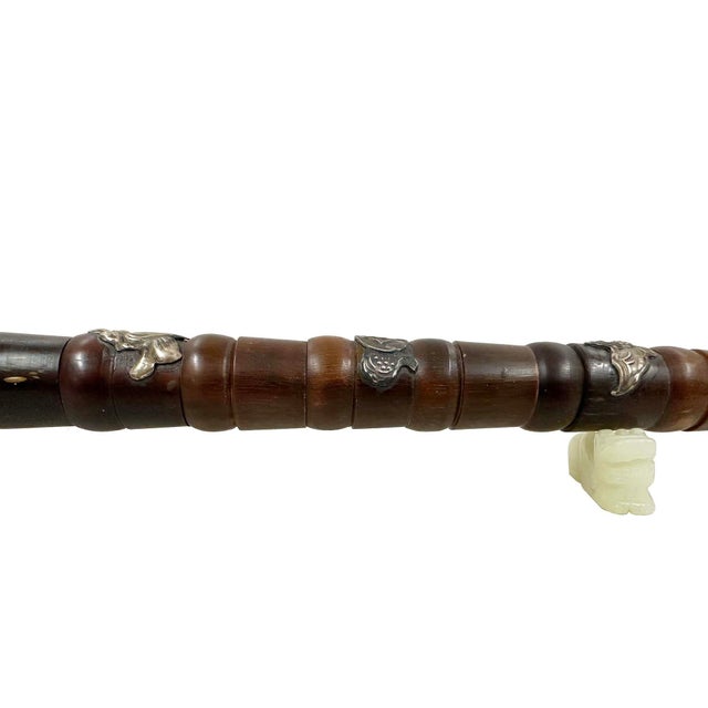 Asian Antique Chinese Wood Carved Opium Pipe, Late Qing Dynasty, Handcrafted Art For Sale - Image 3 of 13
