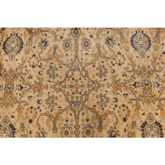 Persian Antique Persian Tabriz Beige Handwoven Wool Rug For Sale - Image 3 of 3