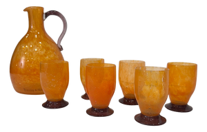20th Century Art Deco Liquor Set with Jug and Glasses from Daum Crystal, France, 1940s, Set of 7