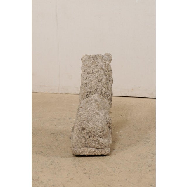 Greige 18th Century Hand-Carved Stone Lion For Sale - Image 8 of 12