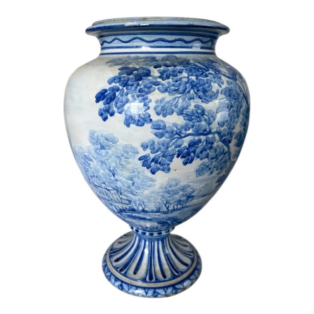 Postmodern Early 20th C Savona Italy Cobalt and White Faience For Sale - Image 3 of 6