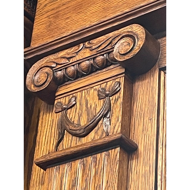 Late 1800s Renaissance Revival Solid Oak Mirrored Back Bar With Columns & Pabst Blue Ribbon Inscriptions For Sale - Image 13 of 13
