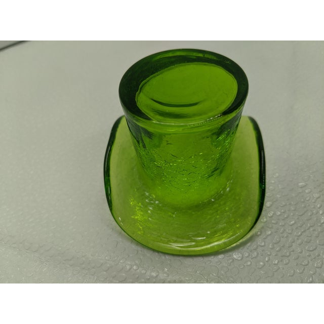 Blenko Crackle Glass Hat Green Decor Chairish