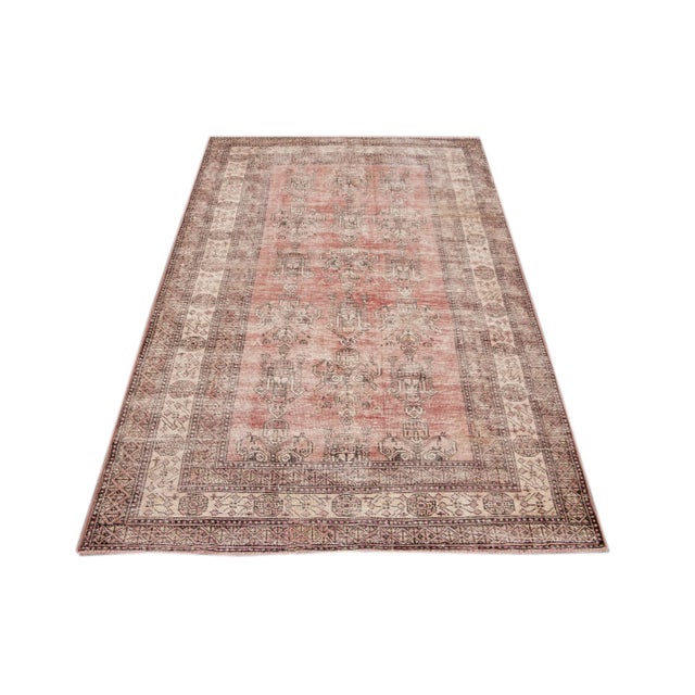 Shabby Chic Red Vintage Shabby Chic Handmade Wool Rug For Sale - Image 3 of 13