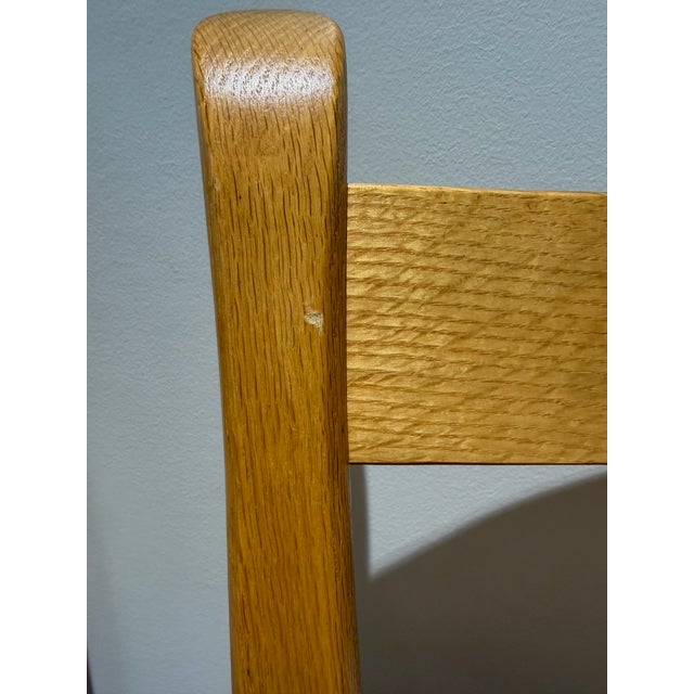 1970s Set of 3 Danish Modern Style Oak Counter Stools With Rush Seats For Sale - Image 14 of 15