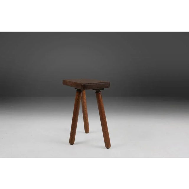 Rustic French Wooden Stool, 1940s For Sale - Image 4 of 12