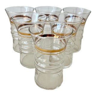 Vintage Glass and Gold Juice Glasses- Set of 6 For Sale