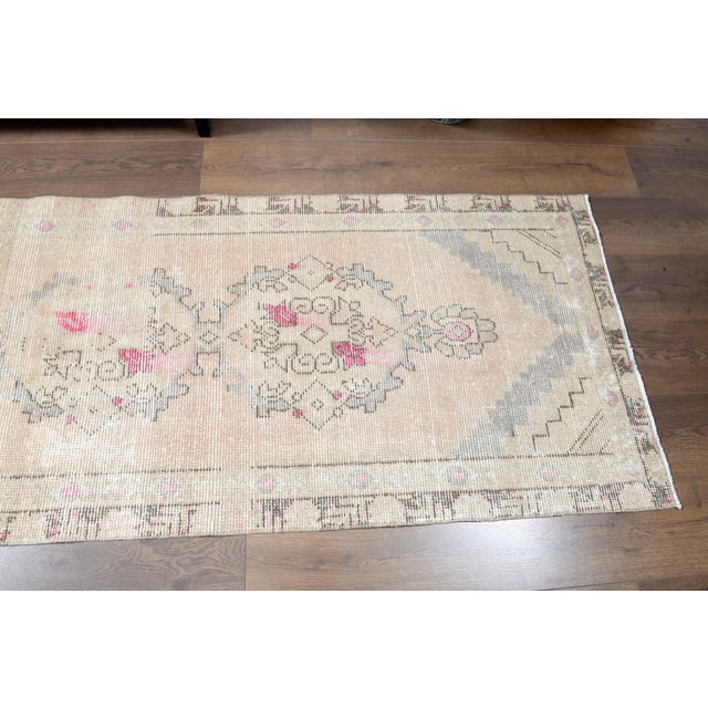 Textile 1970s Vintage Handmade Wool Cotton Turkish Area Rug For Sale - Image 7 of 11