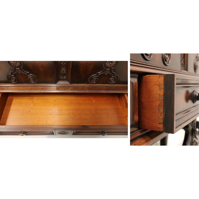 Rockford Antique Carved Walnut French Gothic China Display Cabinet For Sale - Image 10 of 12