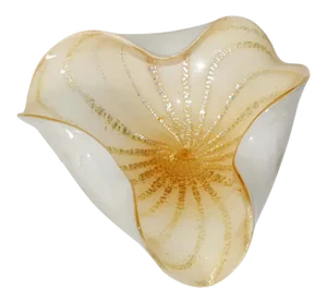 Murano Gold Venetian Hand Blown Art Glass Bowl by Alfredo Barbini