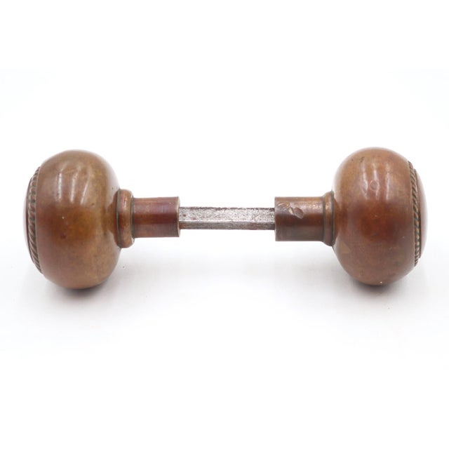 Traditional Vintage Pair of Concentric Bronze Passage Door Knobs For Sale - Image 3 of 7