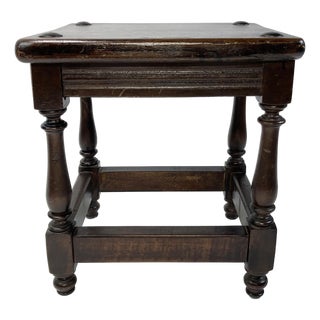 Antique English Oak Pegged Joint Stool For Sale
