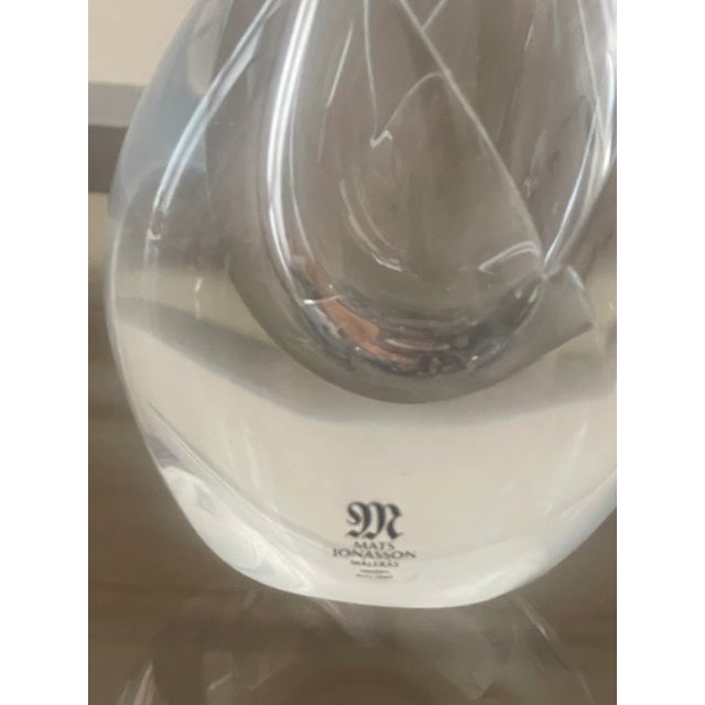 Mid-Century Modern Pair of Vintage Mid 20th Century Mats Jonasson Art Glass Bud Vases Signed For Sale - Image 3 of 13