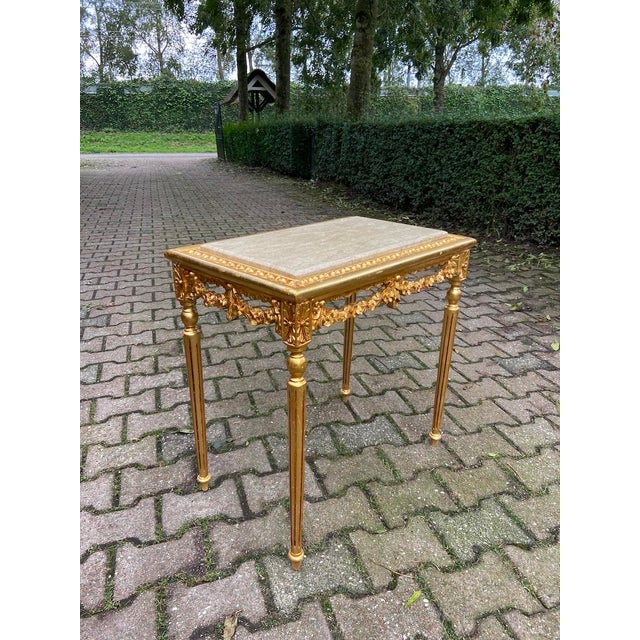Late 20th Century French Louis XVI Gold Beech Marble Nesting Tables -Set of 3 For Sale - Image 9 of 18