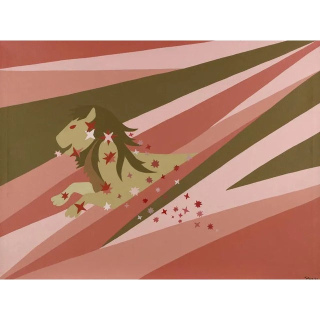 Contemporary Genny Puccini, Lion, 1973, Acrylic on Canvas For Sale - Image 3 of 3