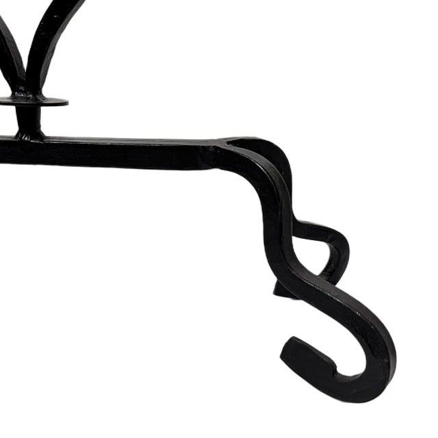 Vintage Spanish Renaissance Black Wrought Iron 3-Taper Candelabra For Sale - Image 4 of 4