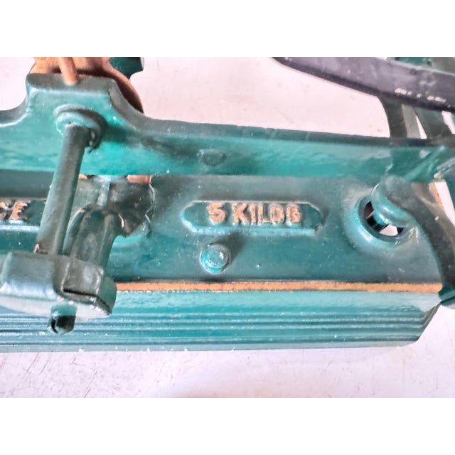 Metal Antique French Green and Gold Wrought Iron and Brass Scale, 19th Century For Sale - Image 7 of 13