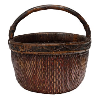 Chinese Lacquered Harvest Basket, C. 1900 For Sale