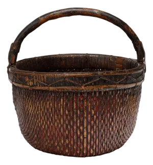 Chinese Lacquered Harvest Basket, C. 1900