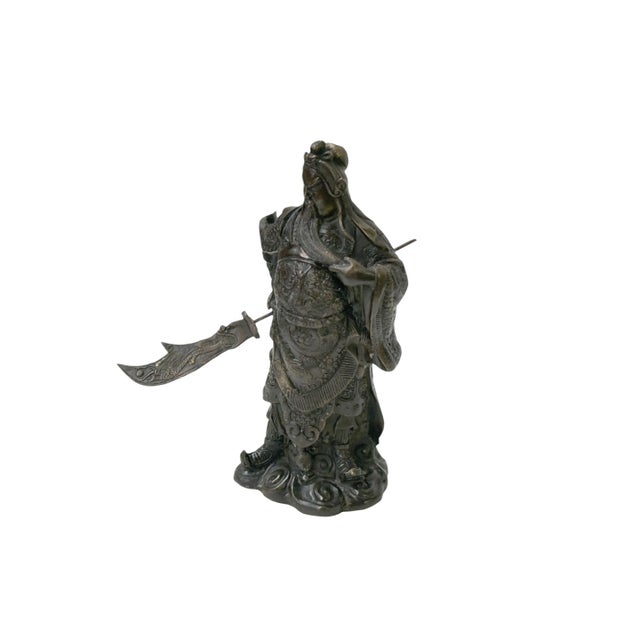 Vintage Bronze Color Metal Guan Yu Zheng Fei General Quan Statue For Sale - Image 4 of 15