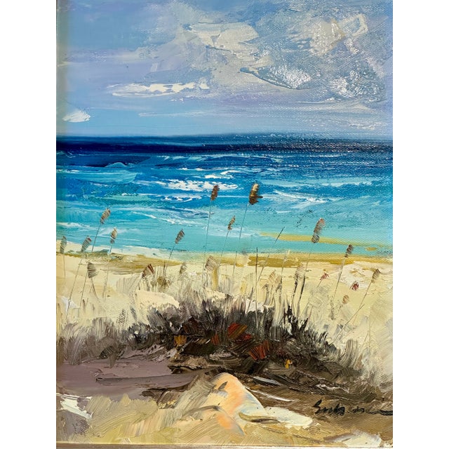 Original oil on canvas by Seibene. Custom framed in a wood silver frame. Dimensions: 13 3/4 x 17 3/4". In new excellent...